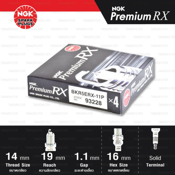 NGK หัวเทียน Premium RX ขั้ว Ruthenium BKR5ERX-11P [ ใช้อัพเกรด BKR5E-11 ] (1 หัว) - Made in Japan