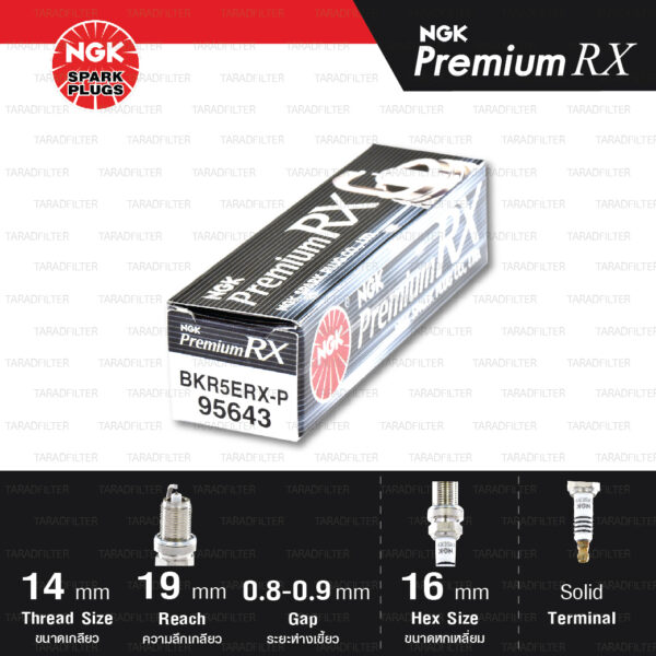 NGK หัวเทียน Premium RX ขั้ว Ruthenium BKR5ERX-P [ ใช้อัพเกรด BKR5E ] (1 หัว) - Made in Japan