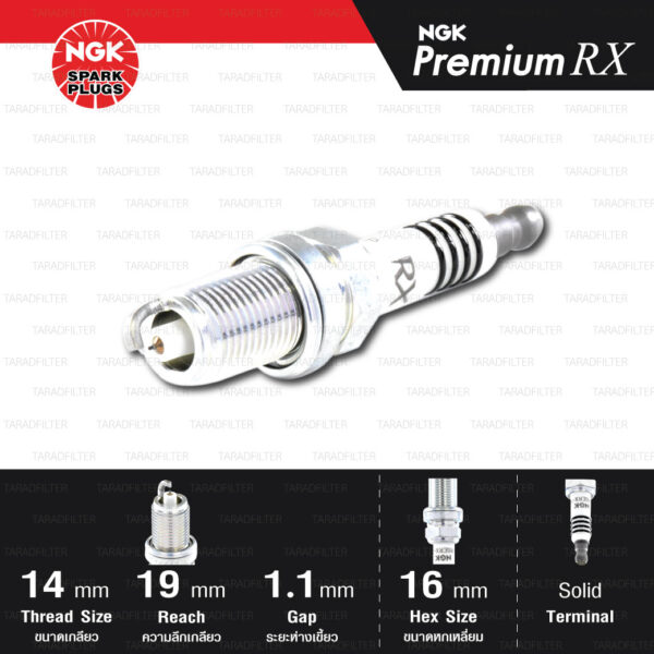 NGK หัวเทียน Premium RX ขั้ว Ruthenium BKR6ERX-11P [ ใช้อัพเกรด BKR6E-11 ] (1 หัว) - Made in Japan