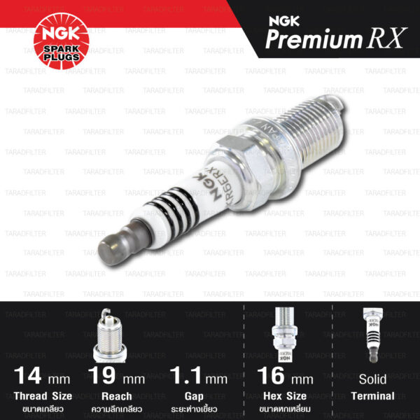 NGK หัวเทียน Premium RX ขั้ว Ruthenium BKR6ERX-11P [ ใช้อัพเกรด BKR6E-11 ] (1 หัว) - Made in Japan