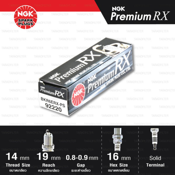 NGK หัวเทียน Premium RX ขั้ว Ruthenium BKR6ERX-PS [ ใช้อัพเกรด BKR6E ] (1 หัว) - Made in Japan