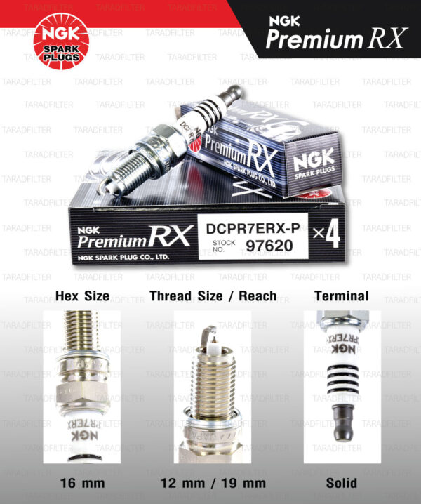 NGK หัวเทียน Premium RX ขั้ว Ruthenium DCPR7ERX-P [ ใช้อัพเกรด DCPR7E / DCPR7EIX ] (1 หัว) - Made in Japan