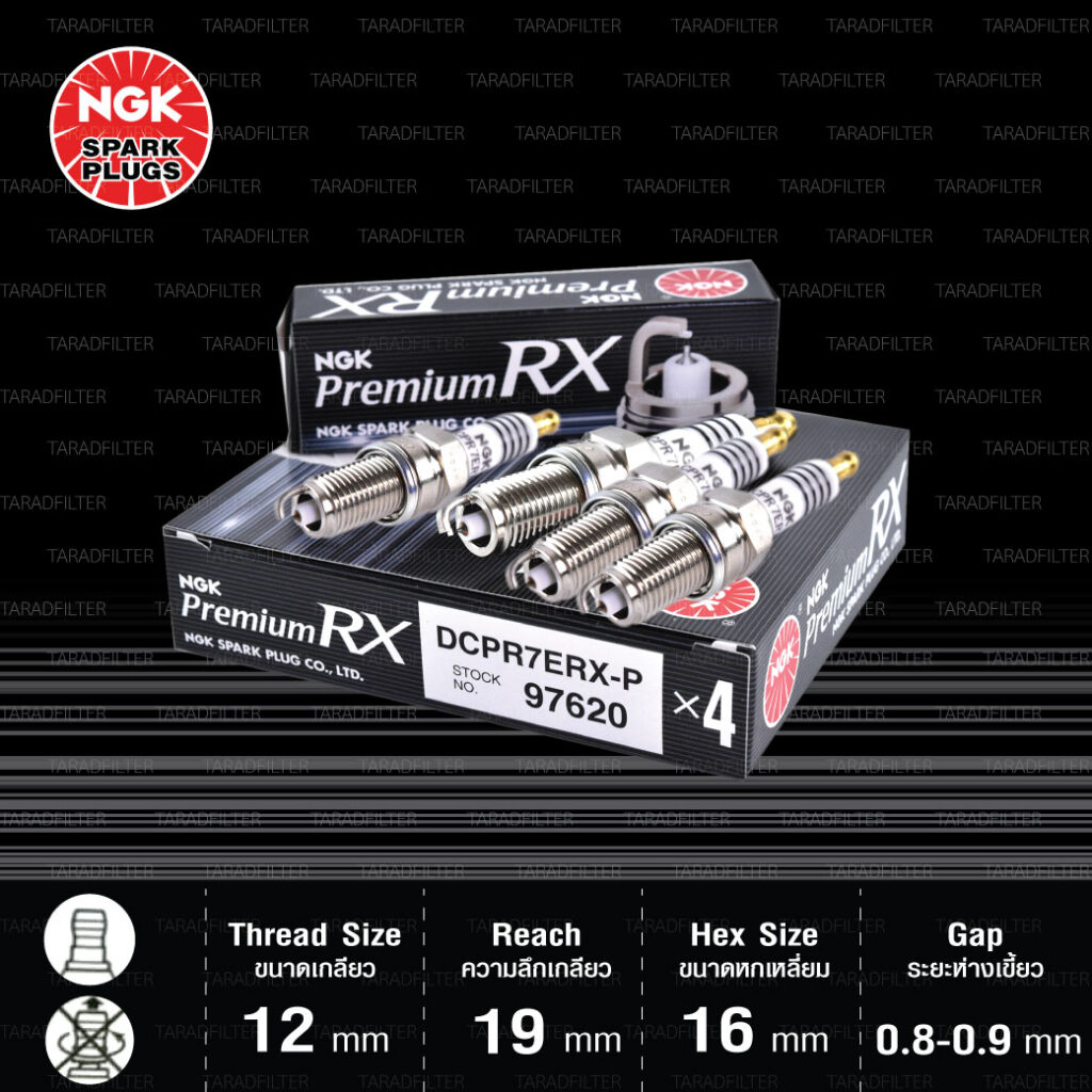 NGK หัวเทียน Premium RX ขั้ว Ruthenium DCPR7ERX-P [ ใช้อัพเกรด DCPR7E ] - Made in Japan