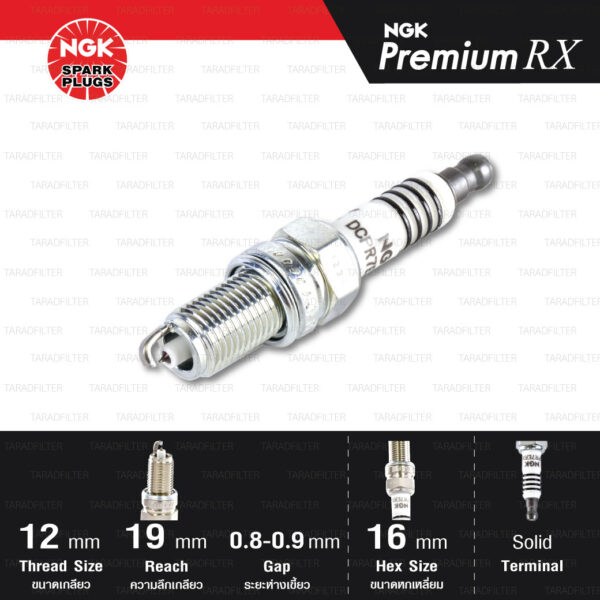 NGK หัวเทียน Premium RX ขั้ว Ruthenium DCPR7ERX-P [ ใช้อัพเกรด DCPR7E / DCPR7EIX ] (1 หัว) - Made in Japan