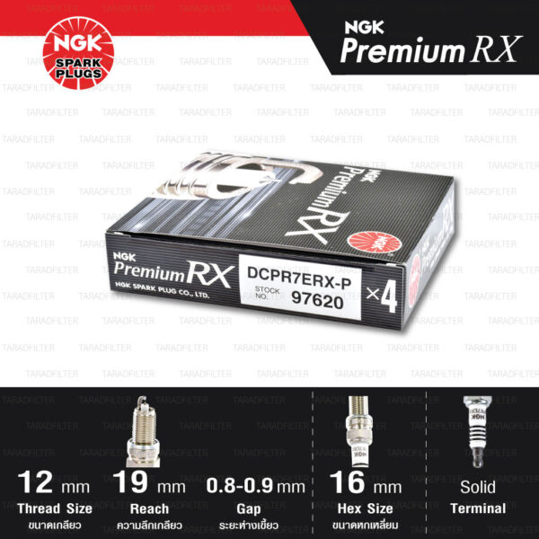 NGK หัวเทียน Premium RX ขั้ว Ruthenium DCPR7ERX-P [ ใช้อัพเกรด DCPR7E / DCPR7EIX ] (1 หัว) - Made in Japan