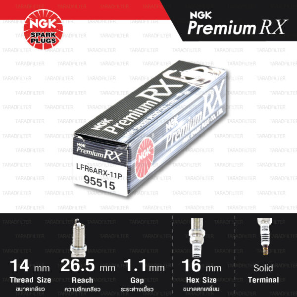 NGK หัวเทียน Premium RX ขั้ว Ruthenium LFR6ARX-11P [ ใช้อัพเกรด LFR6A-11 / DILFR6A11 ] (1 หัว) - Made in Japan