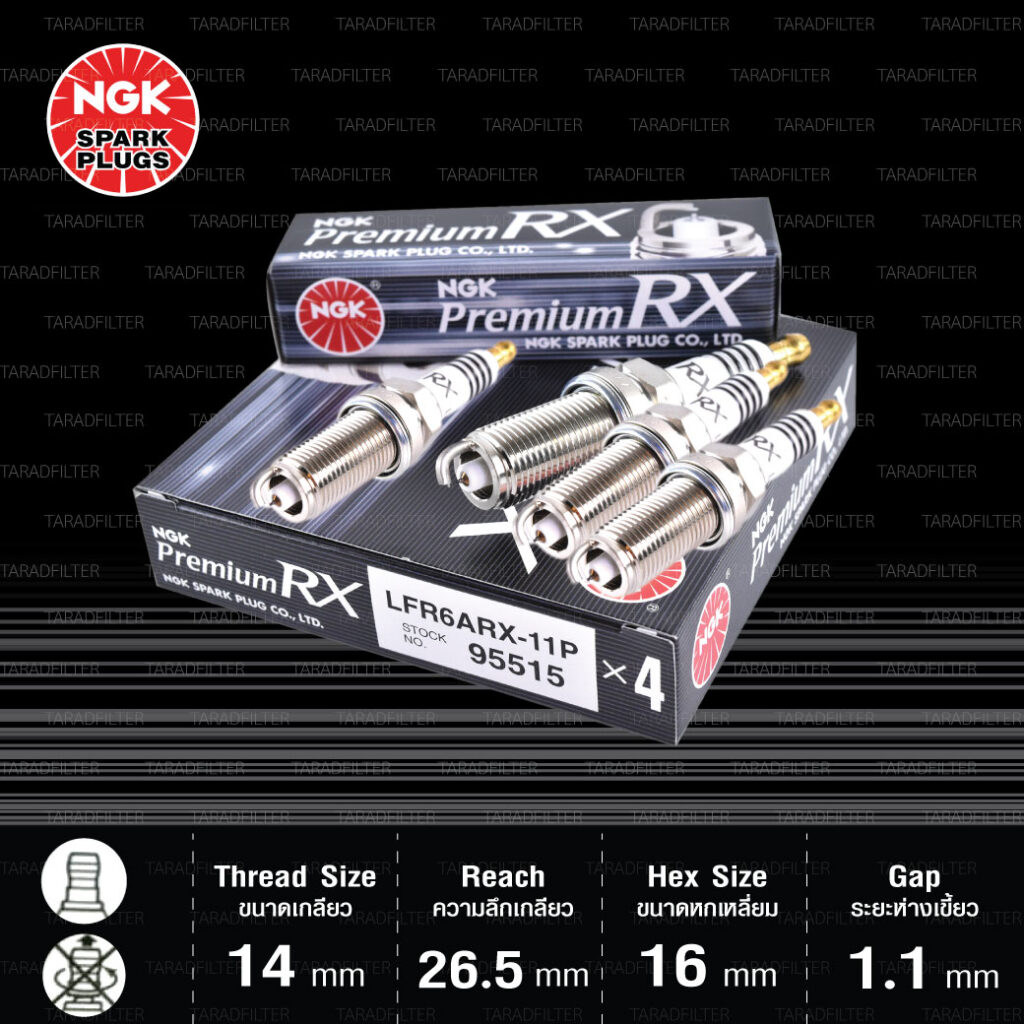 NGK หัวเทียน Premium RX ขั้ว Ruthenium LFR6ARX-11P [ ใช้อัพเกรด LFR6A-11 / DILFR6A11 ] - Made in Japan