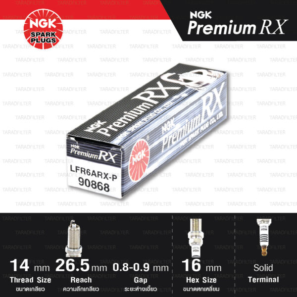 NGK หัวเทียน Premium RX ขั้ว Ruthenium LFR6ARX-P [ ใช้อัพเกรด LFR6A / LZFR6AI ] (1 หัว) - Made in Japan