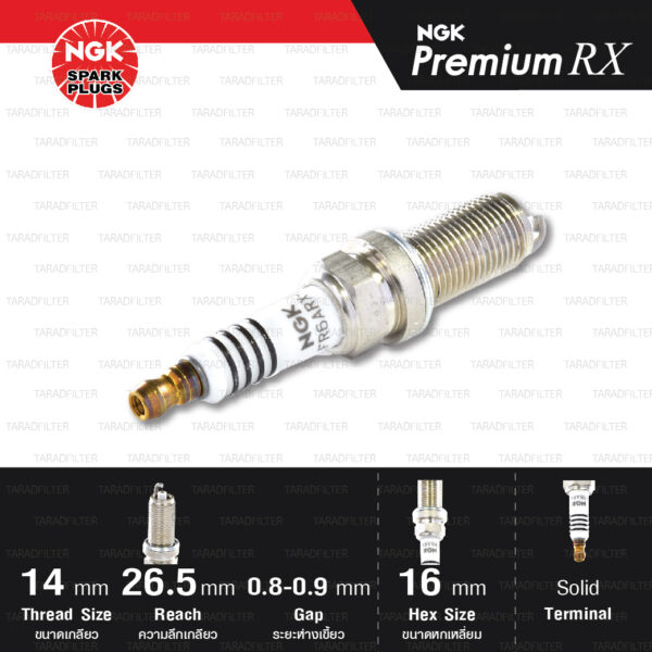 NGK หัวเทียน Premium RX ขั้ว Ruthenium LFR6ARX-P [ ใช้อัพเกรด LFR6A / LZFR6AI ] (1 หัว) - Made in Japan