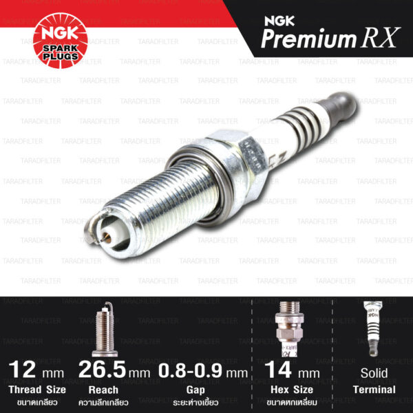 NGK หัวเทียน Premium RX ขั้ว Ruthenium LKAR8ARX-PS [ ใช้อัพเกรด ILZKAR8J8SY ] (1 หัว) - Made in Japan