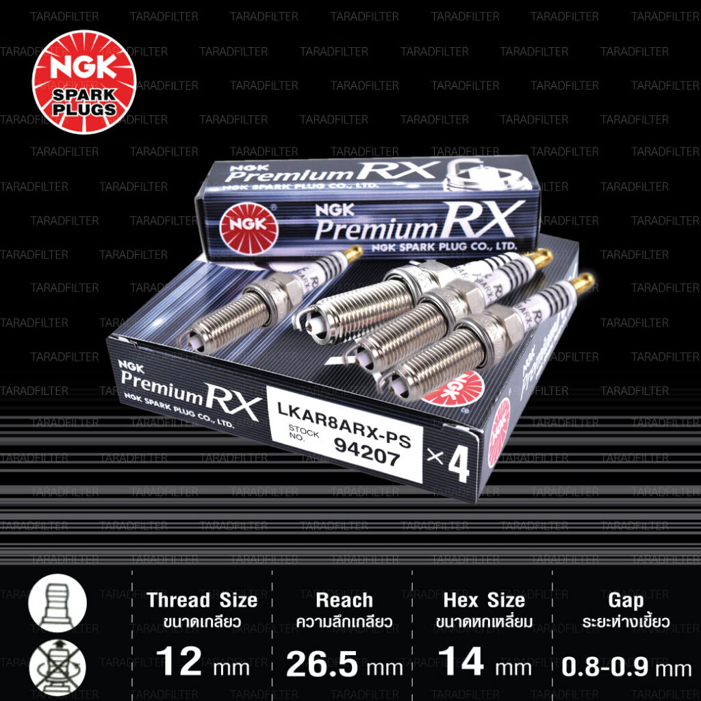 NGK หัวเทียน Premium RX ขั้ว Ruthenium LKAR8ARX-PS [ ใช้อัพเกรด ILZKAR8J8SY ] - Made in Japan