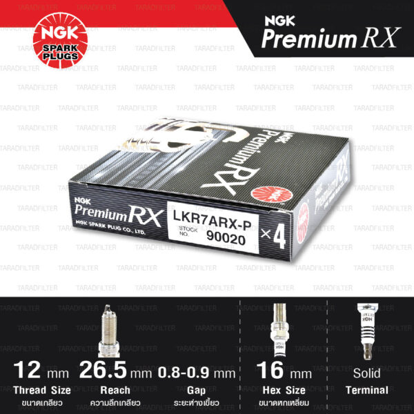 NGK หัวเทียน Premium RX ขั้ว Ruthenium LKR7ARX-P [ ใช้อัพเกรด ILZKR7B-11S / SILZKR7C11S ] (1 หัว) - Made in Japan