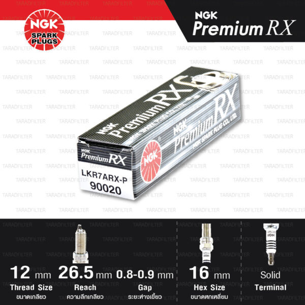 NGK หัวเทียน Premium RX ขั้ว Ruthenium LKR7ARX-P [ ใช้อัพเกรด ILZKR7B-11S / SILZKR7C11S ] (1 หัว) - Made in Japan