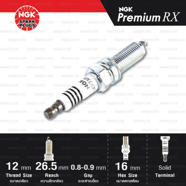 NGK หัวเทียน Premium RX ขั้ว Ruthenium LKR7ARX-P [ ใช้อัพเกรด ILZKR7B-11S / SILZKR7C11S ] (1 หัว) - Made in Japan