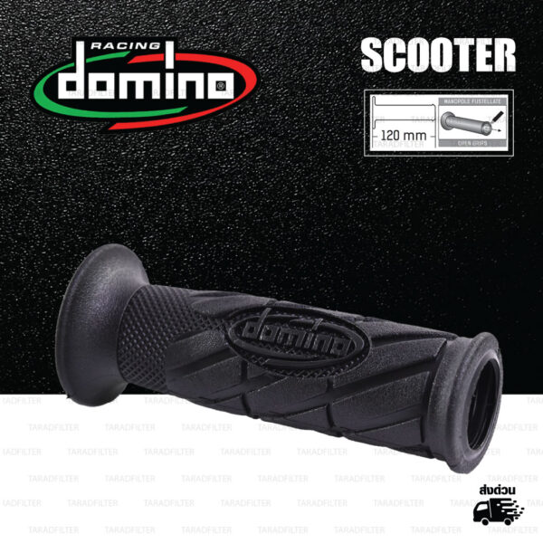 DOMINO MANOPOLE GRIP ปลอกแฮนด์ รุ่น Racing Classic Black สีดำล้วน ใช้สำหรับรถมอเตอร์ไซค์ [ 1 คู่ ]