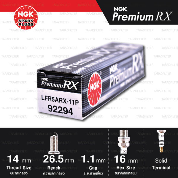 NGK หัวเทียน Premium RX ขั้ว Ruthenium LFR5ARX-11P [ ใช้อัพเกรด LFR5A-11 ] (1 หัว) - Made in Japan