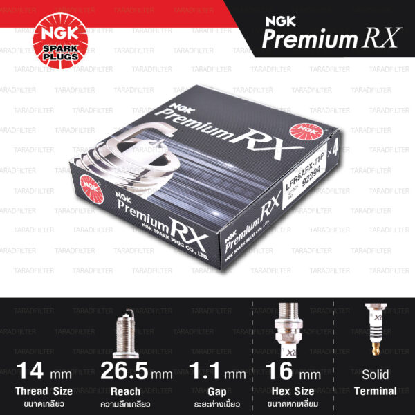 NGK หัวเทียน Premium RX ขั้ว Ruthenium LFR5ARX-11P [ ใช้อัพเกรด LFR5A-11 ] (1 หัว) - Made in Japan