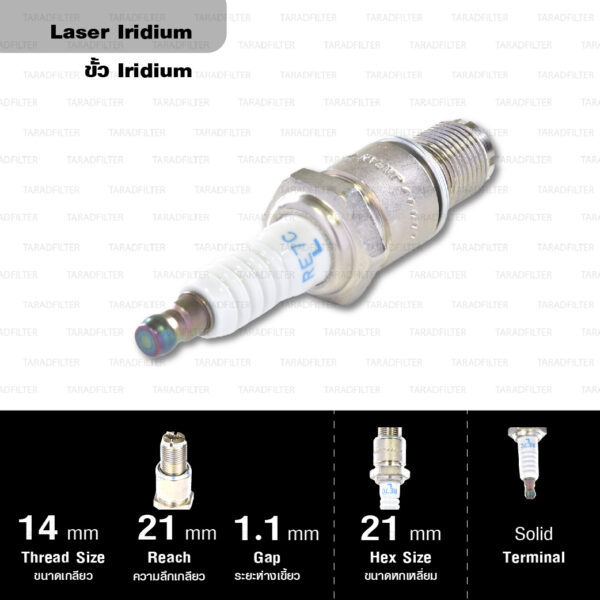 NGK หัวเทียน LASER IRIDIUM RE7C-L ใช้สำหรับรถยนต์ Mazda RX-8 (1 หัว) - Made in Japan