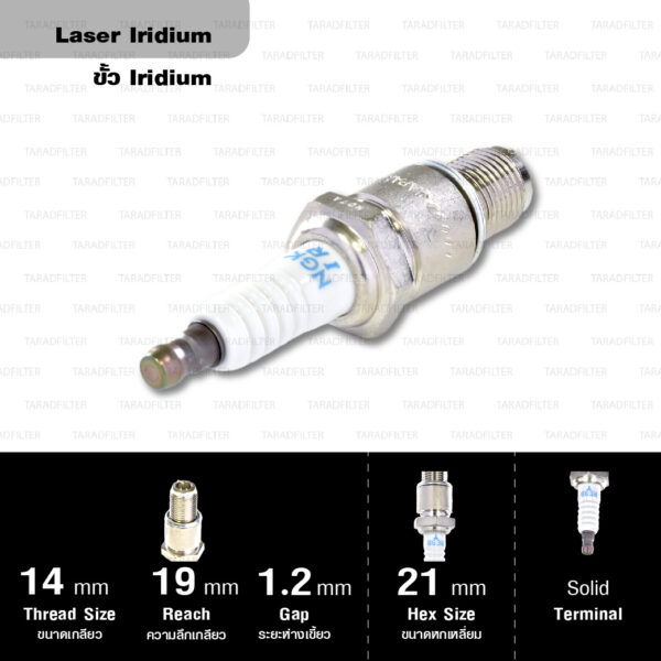 NGK หัวเทียน LASER IRIDIUM RE9B-T ใช้สำหรับรถยนต์ Mazda RX-8 (1 หัว) - Made in Japan