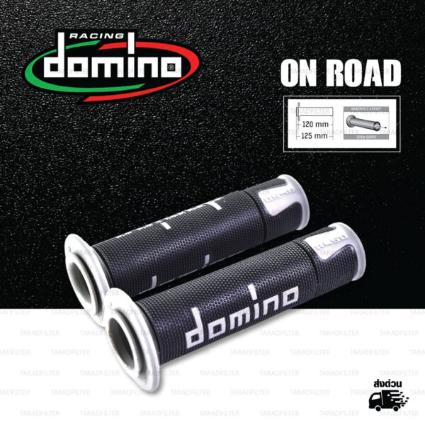 DOMINO MANOPOLE GRIP ปลอกแฮนด์ รุ่น A450 รุ่นใหม่ล่าสุด สีดำ-เทา ใช้สำหรับรถมอเตอร์ไซค์ [ 1 คู่ ]