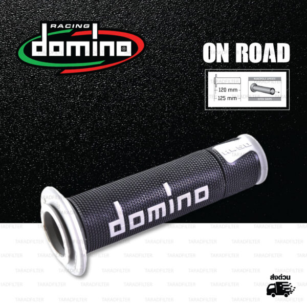 DOMINO MANOPOLE GRIP ปลอกแฮนด์ รุ่น A450 รุ่นใหม่ล่าสุด สีดำ-เทา ใช้สำหรับรถมอเตอร์ไซค์ [ 1 คู่ ]