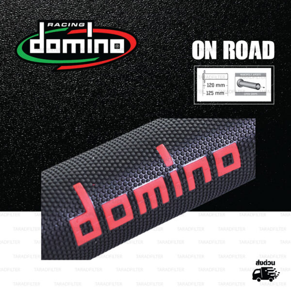 DOMINO MANOPOLE GRIP ปลอกแฮนด์ รุ่น A450 รุ่นใหม่ล่าสุด สีดำ-แดง ใช้สำหรับรถมอเตอร์ไซค์ [ 1 คู่ ]