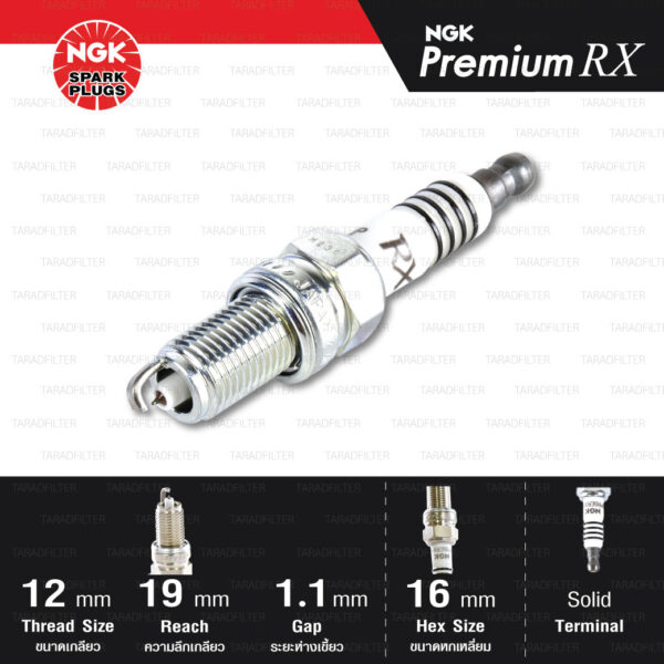 NGK หัวเทียน Premium RX ขั้ว Ruthenium DCPR6ERX-11P [ ใช้อัพเกรด DCPR6E / DCPR6EIX / KR6A-10 ] (1 หัว) - Made in Japan