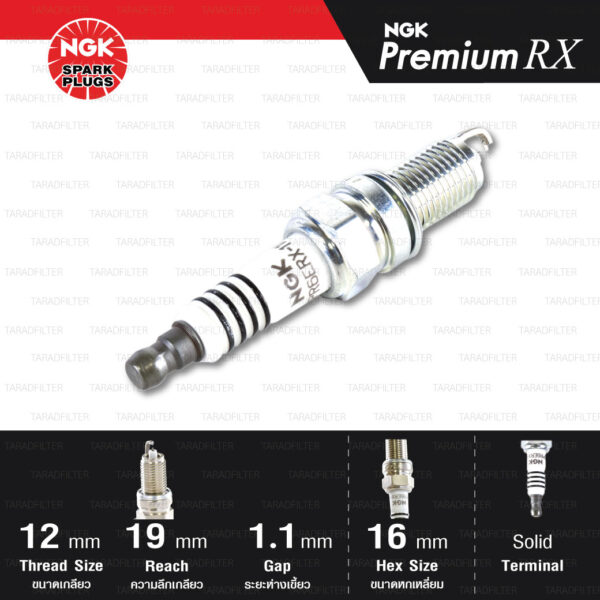 NGK หัวเทียน Premium RX ขั้ว Ruthenium DCPR6ERX-11P [ ใช้อัพเกรด DCPR6E / DCPR6EIX / KR6A-10 ] (1 หัว) - Made in Japan