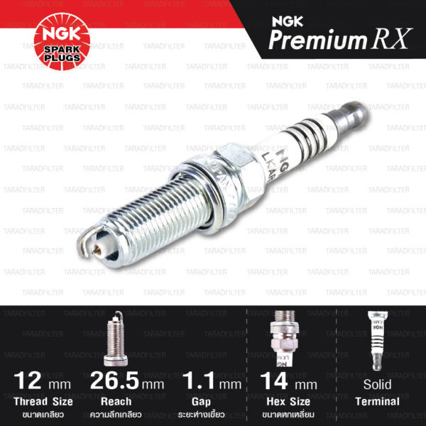 NGK หัวเทียน Premium RX ขั้ว Ruthenium LKAR6ARX-11P [ ใช้อัพเกรด DILKAR6A11 / FXE20HR11 / SC20HR11 / PLZKAR6A-11 ] (1 หัว) - Made in Japan