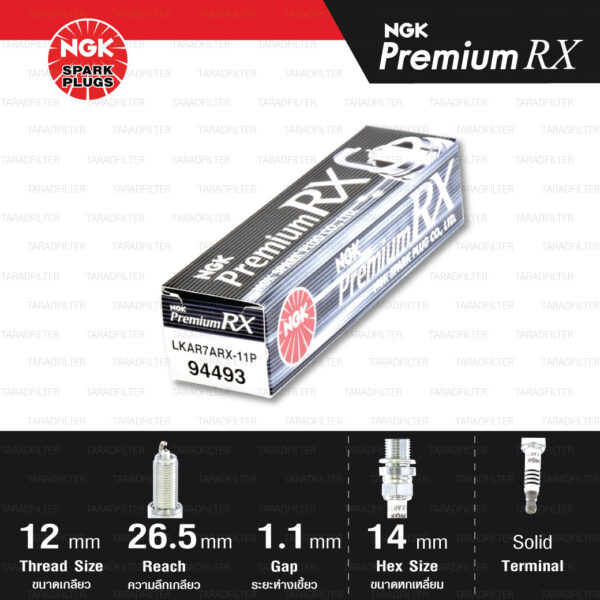 NGK หัวเทียน Premium RX ขั้ว Ruthenium LKAR7ARX-11P [ ใช้อัพเกรด ILKAR7B11 / ILKAR7L11 / SC20HR11 ] (1 หัว) - Made in Japan