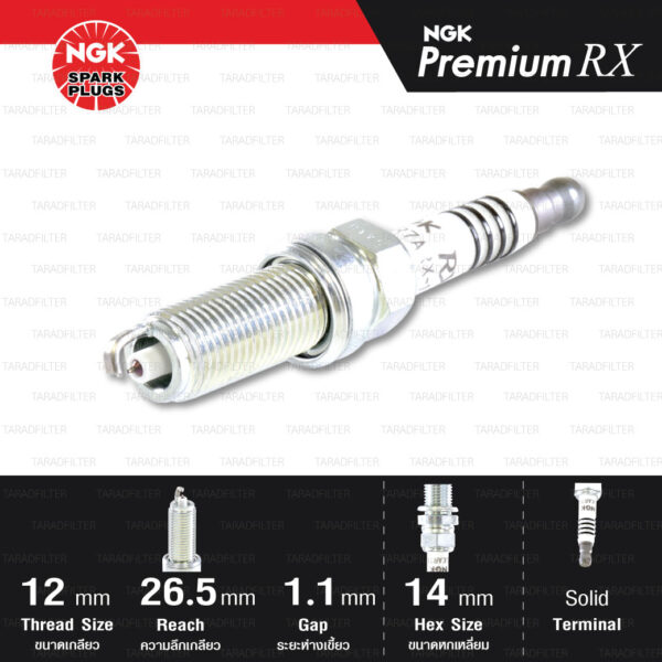 NGK หัวเทียน Premium RX ขั้ว Ruthenium LKAR7ARX-11P [ ใช้อัพเกรด ILKAR7B11 / ILKAR7L11 / SC20HR11 ] (1 หัว) - Made in Japan