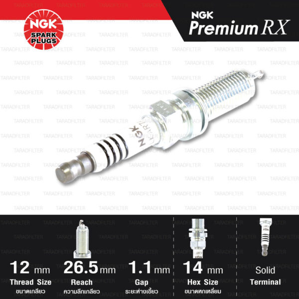 NGK หัวเทียน Premium RX ขั้ว Ruthenium LKAR7ARX-11P [ ใช้อัพเกรด ILKAR7B11 / ILKAR7L11 / SC20HR11 ] (1 หัว) - Made in Japan