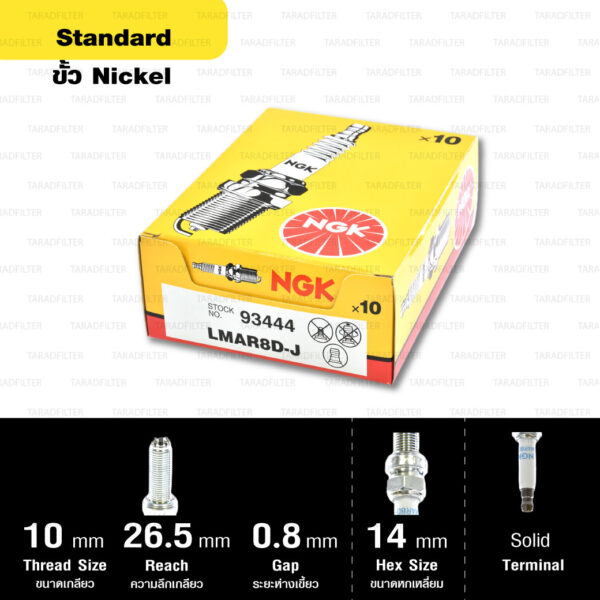 NGK หัวเทียน STANDARD ขั้ว Nickel Multi-Grounded【 LMAR8D-J 】 ใช้สำหรับ BMW C650 SPORT / C650 GT ปี '12 ขึ้นไป / R1200GS ปี '14 ขึ้นไป (1 หัว) - Made in Japan