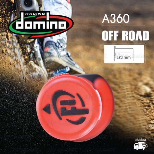 DOMINO MANOPOLE GRIP ปลอกแฮนด์ รุ่น A360 สีดำ-แดง ใช้สำหรับรถมอเตอร์ไซค์ [ 1 คู่ ]