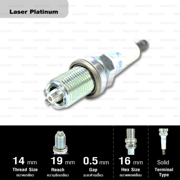 NGK หัวเทียน LASER PLATINUM BKR6EQUP ใช้สำหรับรถยนต์ AUDI 4.2 FSI / BWM Series 3 5 7 X3 X5 Z-series / Mini 1.6L บางปี - Made in Japan