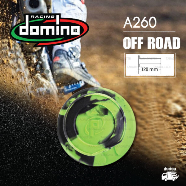 DOMINO MANOPOLE GRIP ปลอกแฮนด์ รุ่น A260 Off Road (ปลายปิด) สีเขียว-ดำ ใช้สำหรับรถมอเตอร์ไซค์ [ 1 คู่ ] แถมลวดพันแฮนด์