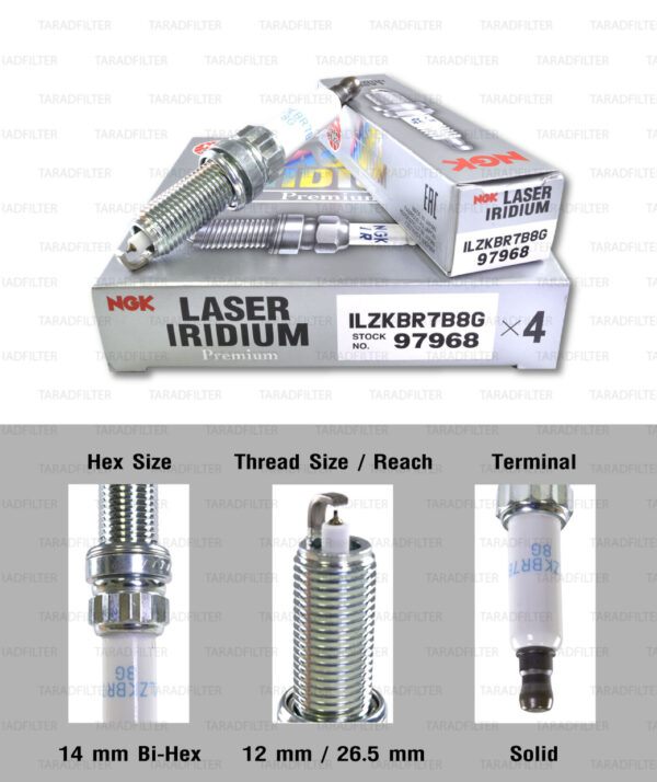 NGK หัวเทียน LASER IRIDIUM ILZKBR7B8G ใช้สำหรับรถยนต์ Mini Cooper ปี 2007 ขึ้นไป - Made in Japan