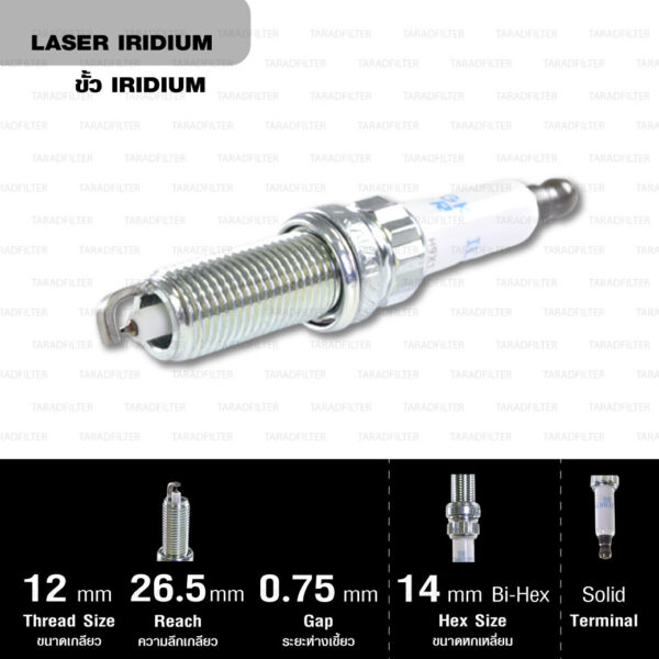 NGK หัวเทียน LASER IRIDIUM ILZKBR7B8G ใช้สำหรับรถยนต์ Mini Cooper ปี 2007 ขึ้นไป - Made in Japan