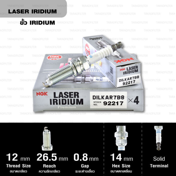 NGK หัวเทียน Laser Iridium ขั้ว Iridium ติดรถ DILKAR7B8 ใช้สำหรับรถยนต์ Subaru Impreza '17-'20 - Made in Japan