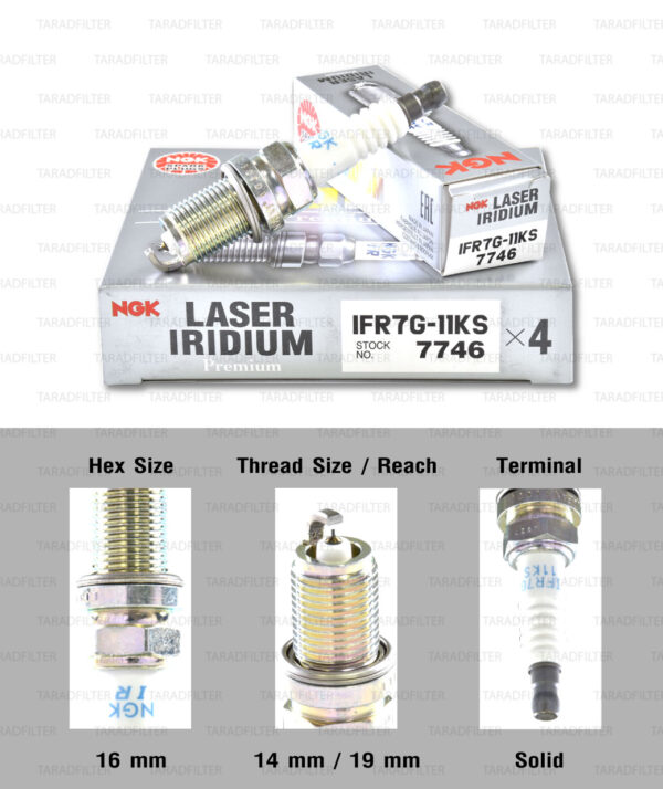 NGK หัวเทียน Laser Iridium ขั้ว Iridium IFR7G-11KS ใช้สำหรับรถยนต์ - Made in Japan