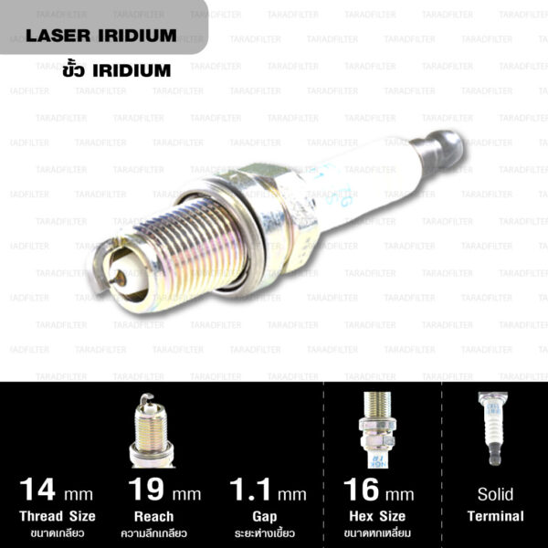 NGK หัวเทียน Laser Iridium ขั้ว Iridium IFR7G-11KS ใช้สำหรับรถยนต์ - Made in Japan