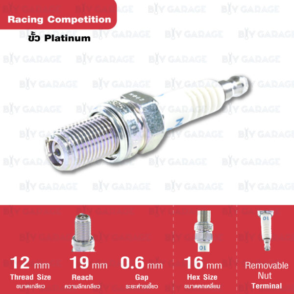 หัวเทียน NGK R2525-10 รุ่น Racing Competition ใช้แทน DCPR10EIX / DCPR10E (1 หัว)