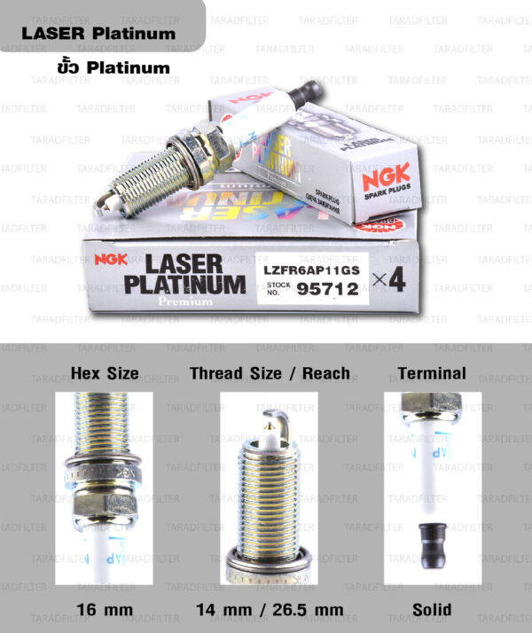 หัวเทียน NGK LZFR6AP11GS ขั้ว Laser Platinum (1 หัว) ใช้สำหรับ BMW 128i 328i 10-'13/ X3 '10-'12