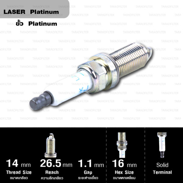 หัวเทียน NGK LZFR6AP11GS ขั้ว Laser Platinum (1 หัว) ใช้สำหรับ BMW 128i 328i 10-'13/ X3 '10-'12