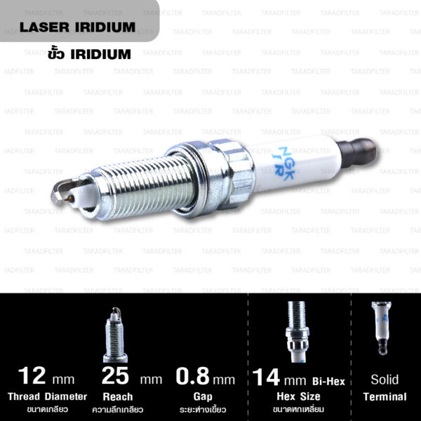 NGK หัวเทียน LASER IRIDIUM SIZKBR8B8HG ใช้สำหรับรถยนต์ BMW X6 '08-'14 , 760Li '10-'15 - Made in Japan