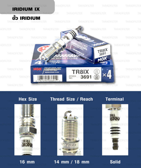 หัวเทียน NGK TR8IX ขั้ว Iridium ใช้สำหรับ Ford Escape , Ford Focus (1 หัว) - Made in Japan