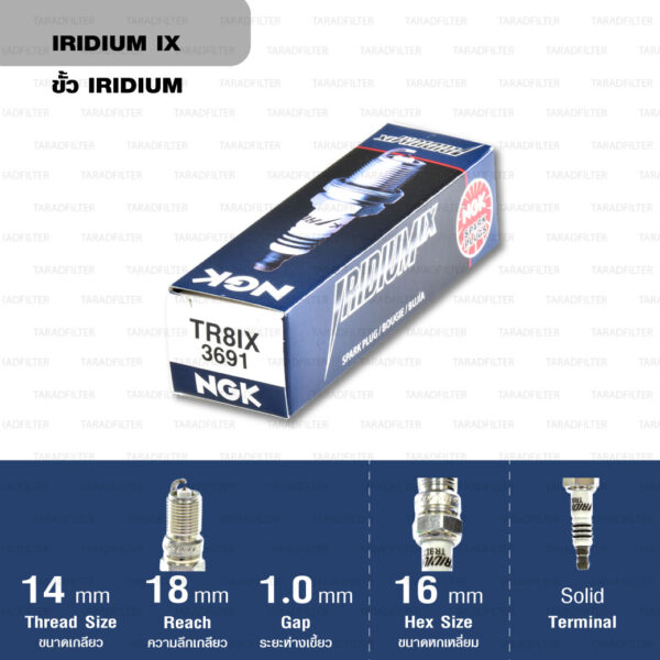 หัวเทียน NGK TR8IX ขั้ว Iridium ใช้สำหรับ Ford Escape , Ford Focus (1 หัว) - Made in Japan