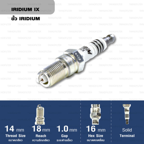 หัวเทียน NGK TR8IX ขั้ว Iridium ใช้สำหรับ Ford Escape , Ford Focus (1 หัว) - Made in Japan