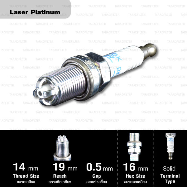 NGK หัวเทียน LASER PLATINUM BKR7EQUP ใช้สำหรับ Porsche 911 CARREA 997 / BOXSTER 2.7,2.9 987 / 3.4 987 / CAYMAN (1 หัว) - Made in Japan