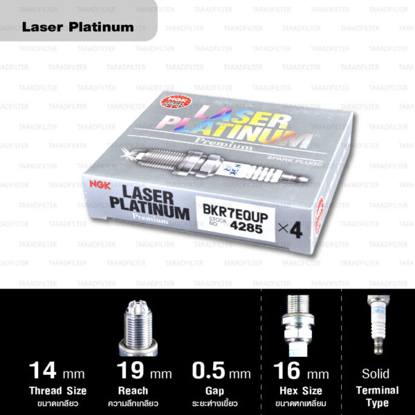 NGK หัวเทียน LASER PLATINUM BKR7EQUP ใช้สำหรับ Porsche 911 CARREA 997 / BOXSTER 2.7,2.9 987 / 3.4 987 / CAYMAN (1 หัว) - Made in Japan